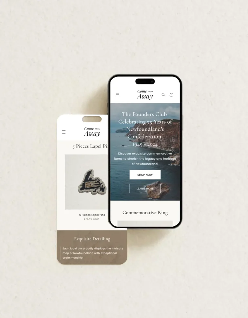 comefromaway.ai website displayed on mobile screens